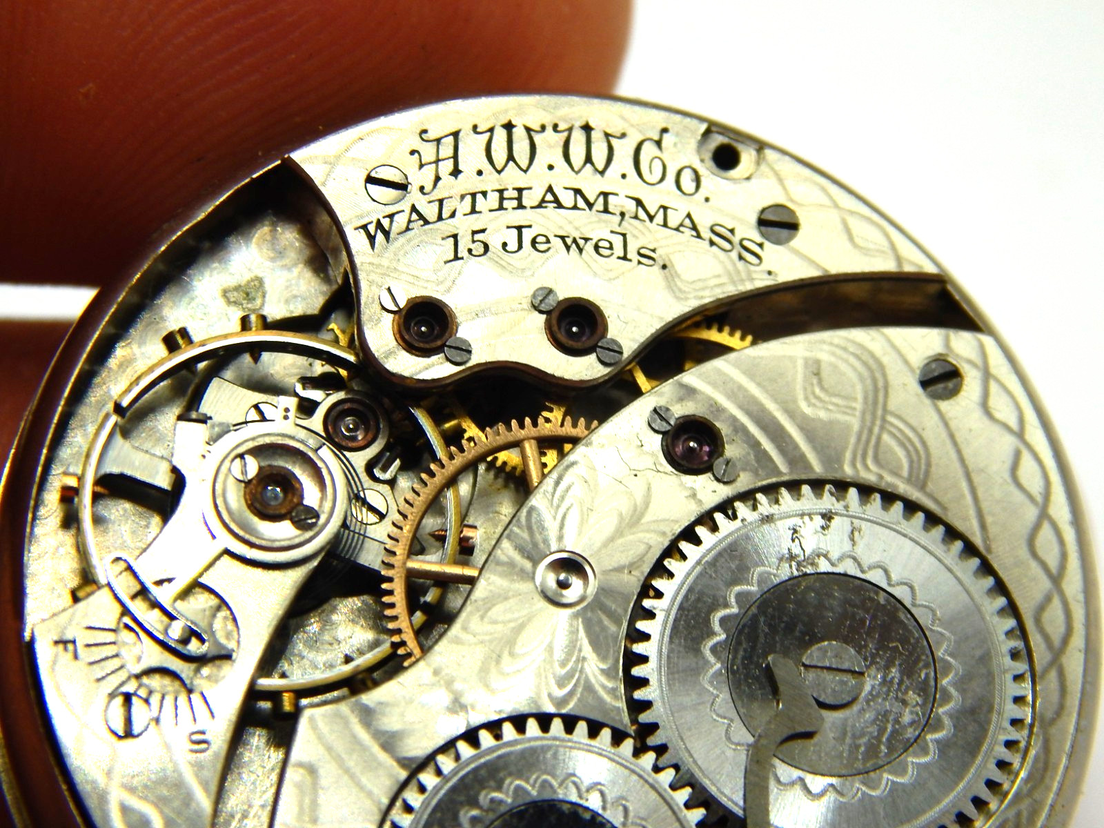 Antique Pocket watch movement Waltham Grade 220 Model 1894 12 size 15 jewel 1913