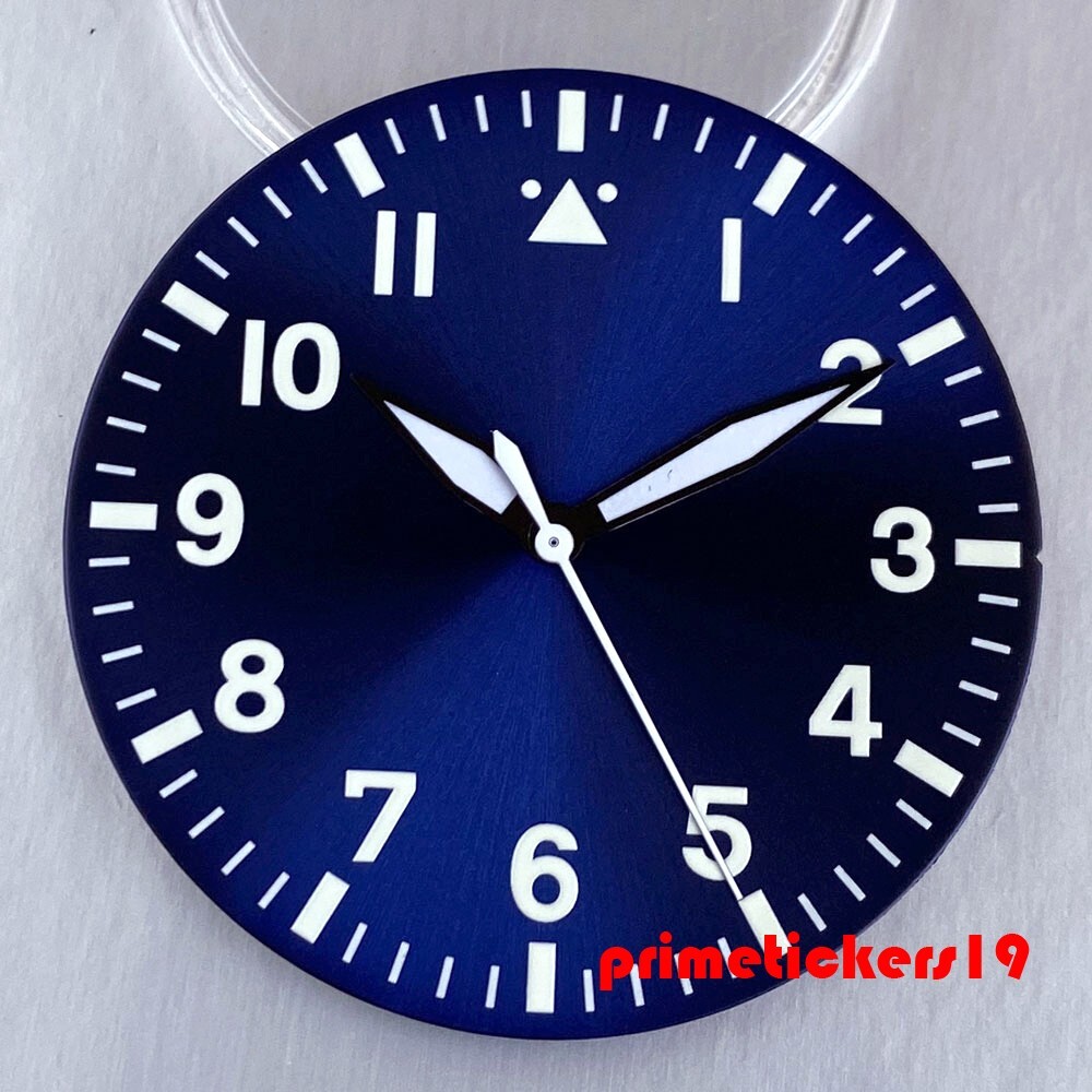 43mm Pilot Watch Case+Dial Hands Set Sapphire Fit NH35 ETA2824 PT5000 Clear Back