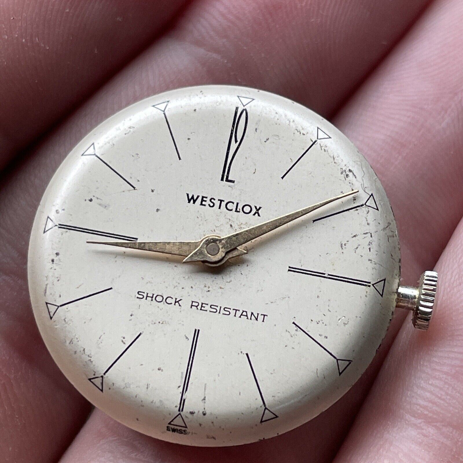 Westclox watch Co. Unadjusted 1 Jewel Movement & Face Swiss Made Parts