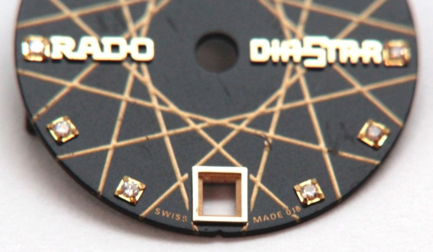 VINTAGE GENUINE RADO DIASTAR Watch Dial Black w/ Diamonds 17mm Missing Logo