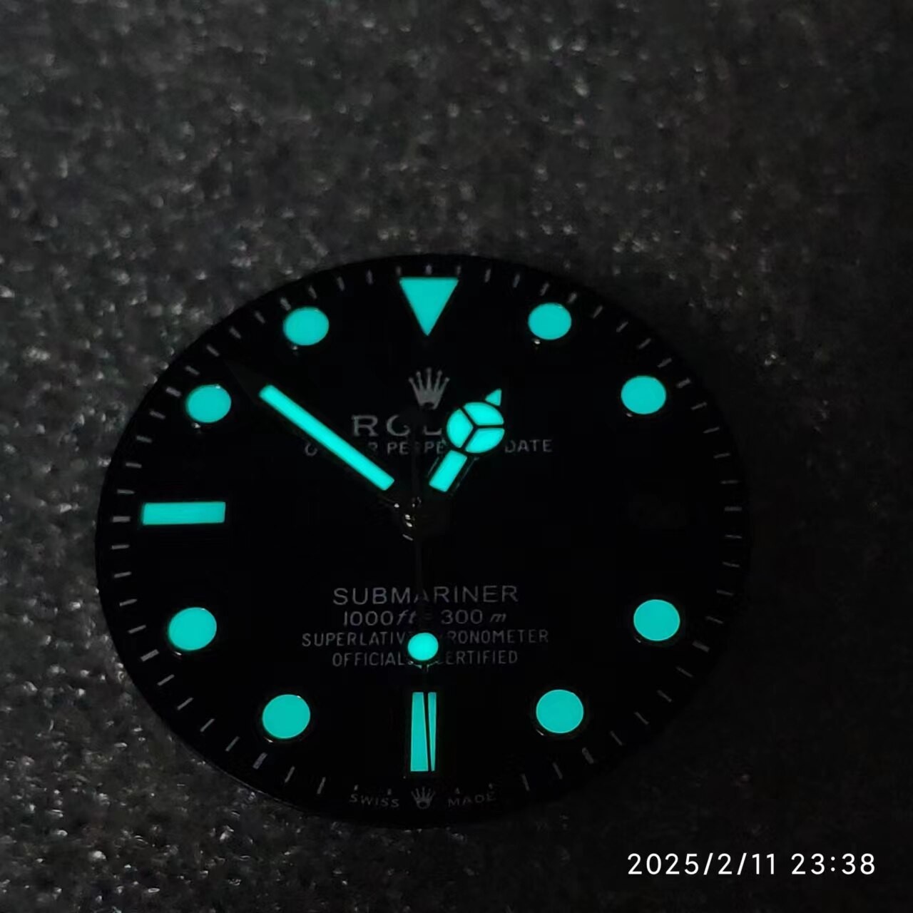 28.5mm luminous watch dial suitable for Rolex Submariner NH35 movement Black