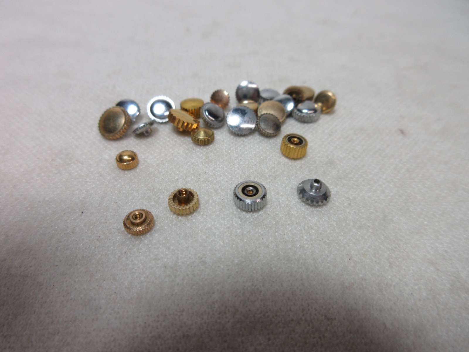 LOT OF 26 WATCH CROWNS WATCHMAKERS PARTS ASSORTED LOT SOME GOLD FILLED PLATED