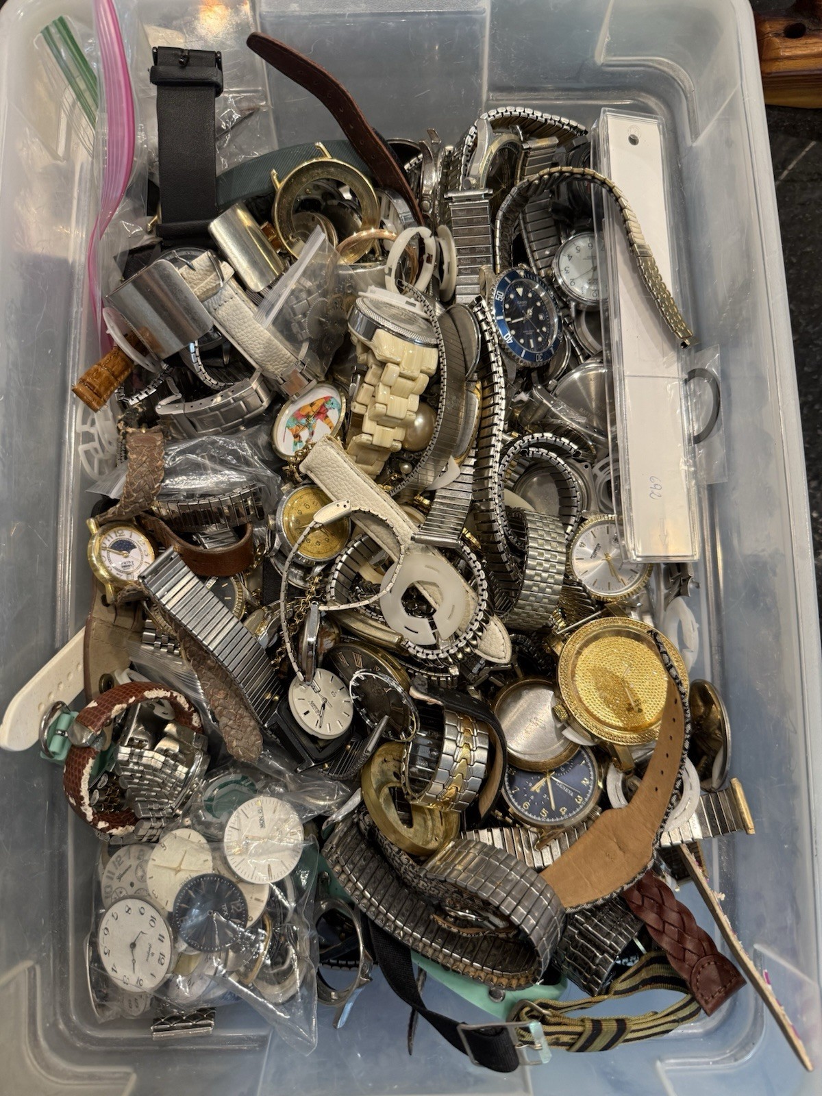 19 Lb Watch Parts Lot Bands Cases Dials Movements Repair AS-IS Mixed Lot
