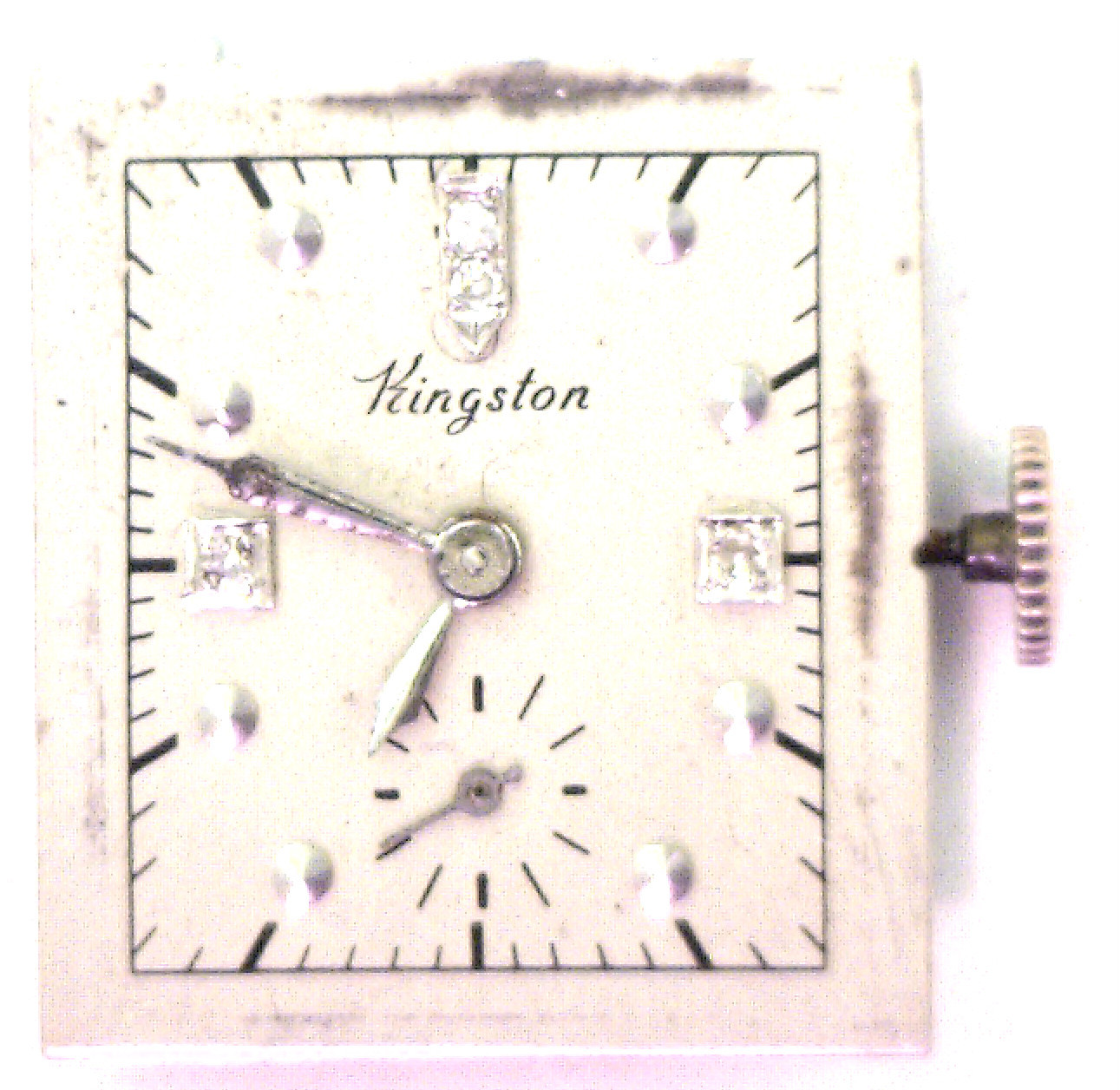 Antique CRAWFORD 17j Round Wrist Watch Movement Diamonds on Dial Working #P363