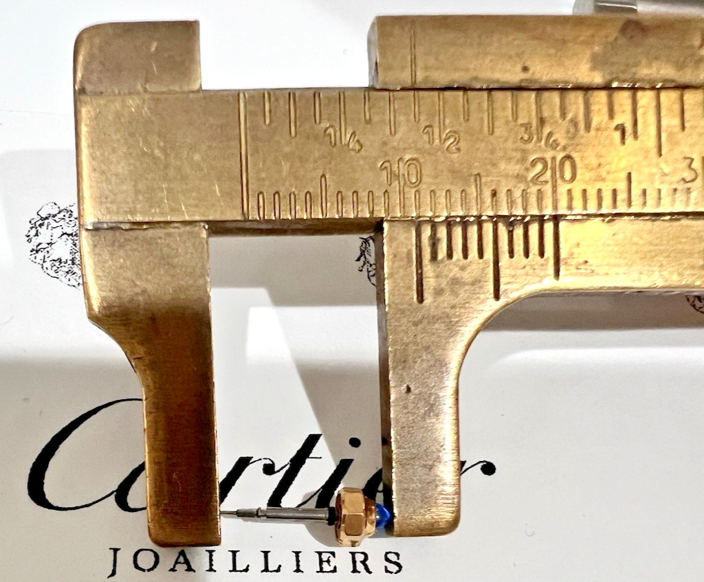 Cartier Watch Crown 18k Yellow Gold SAPPHIRE 3.35mm COMPLETE W/STEM Swiss Made