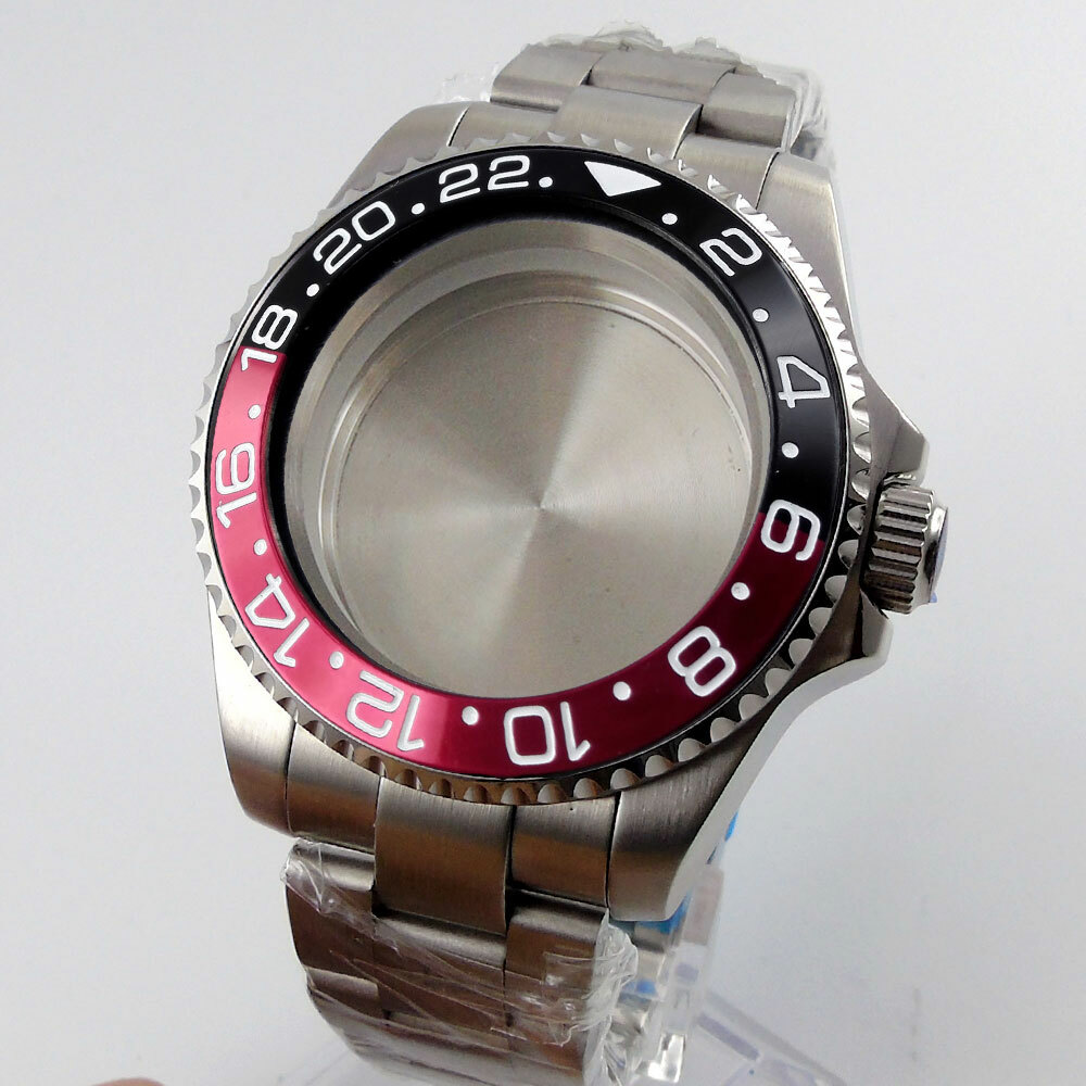 40MM Fit NH35 NH34A Automatic Watch Case Oyster Bracelet Flat Sapphire Crystal