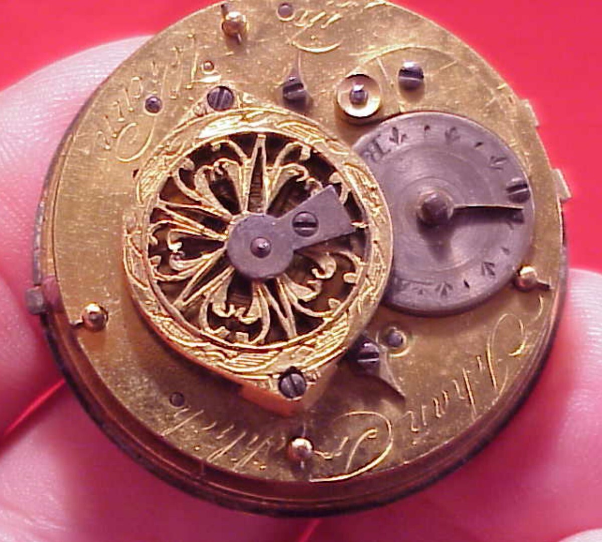 VINTAGE 37MM JOHAN TROHLICH IN WIEN FUSEE VERGE POCKET WATCH MOVEMENT AUSTRIA