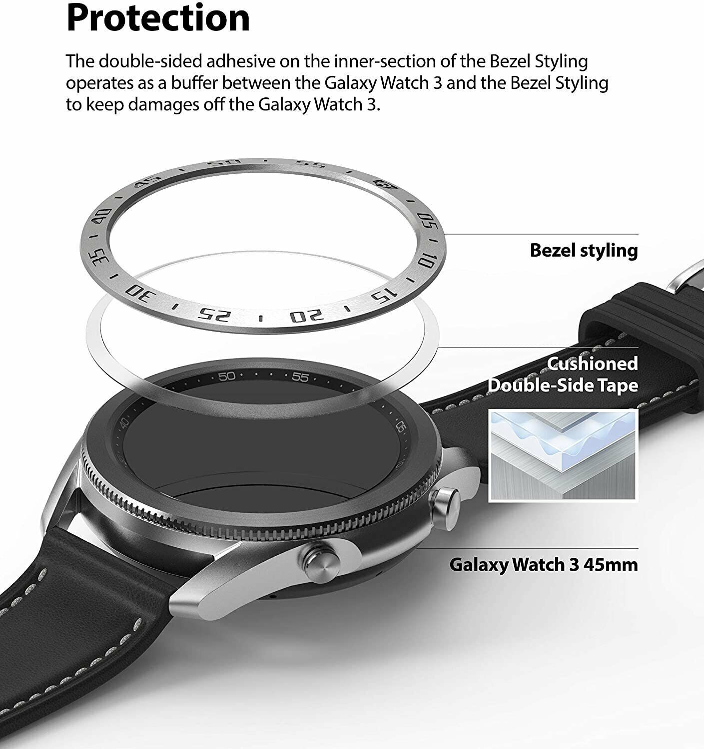 For Samsung Galaxy Watch 46mm Bezel Ring Styling Frame Case Cover Protection