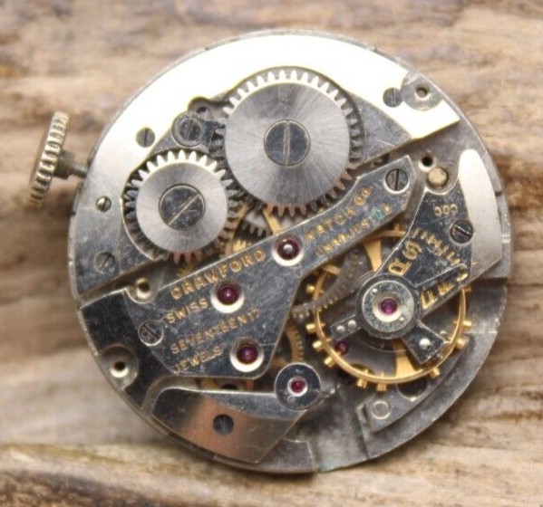 CRAWFORD WATCH MOVEMENT 17j SWISS 25.6mm FOR REPAIR (LN3)