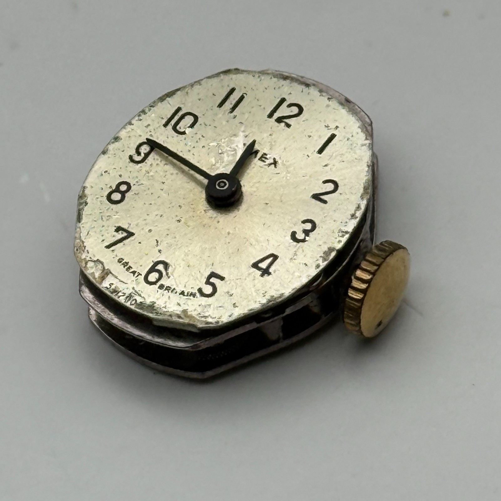 Timex 453 Watch Movement Great Britain Manual Wind Vintage Parts Repair 14.2mm