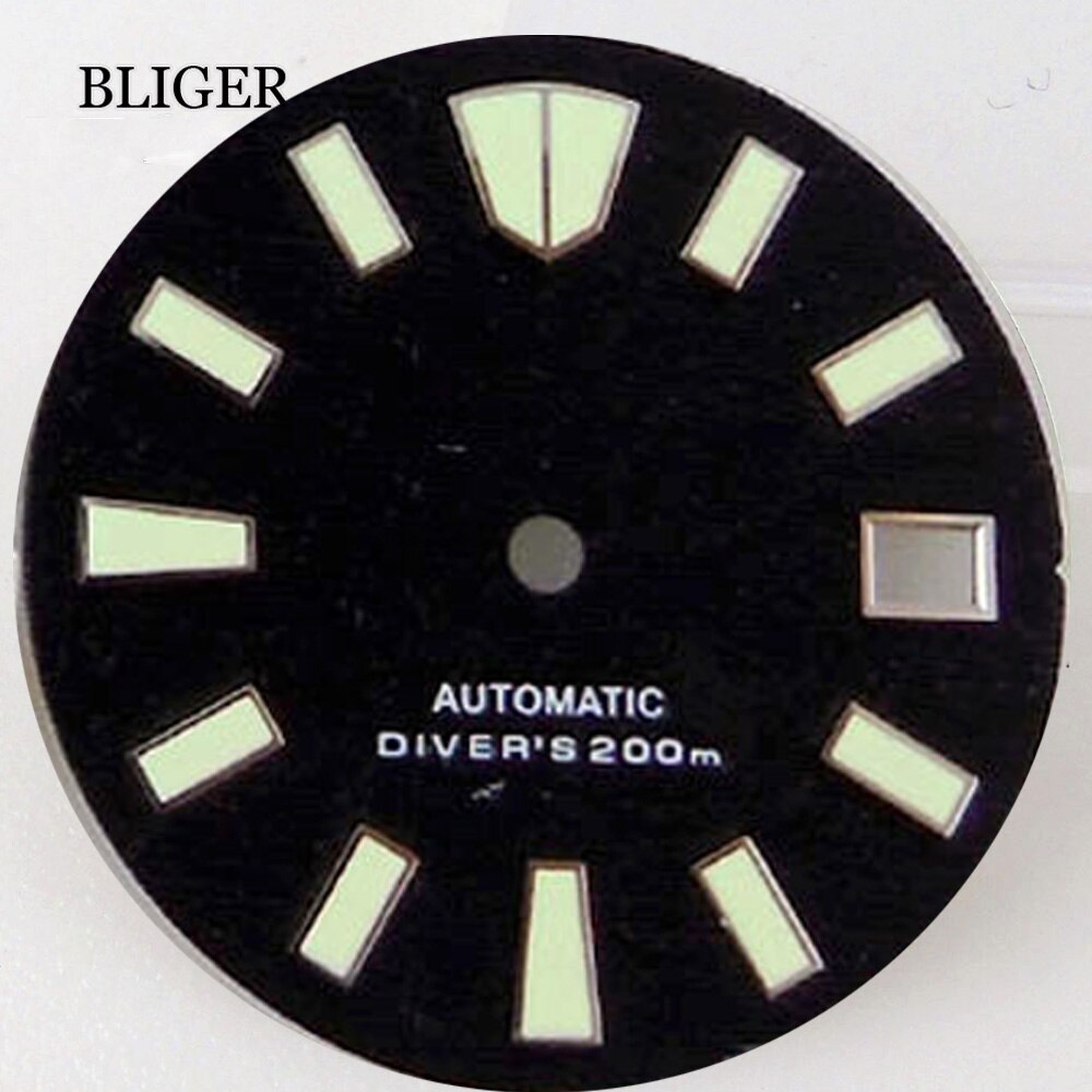 29MM Green White Blue Watch Dial Luminous Date Window Fit NH35 NH36 NH36A Parts