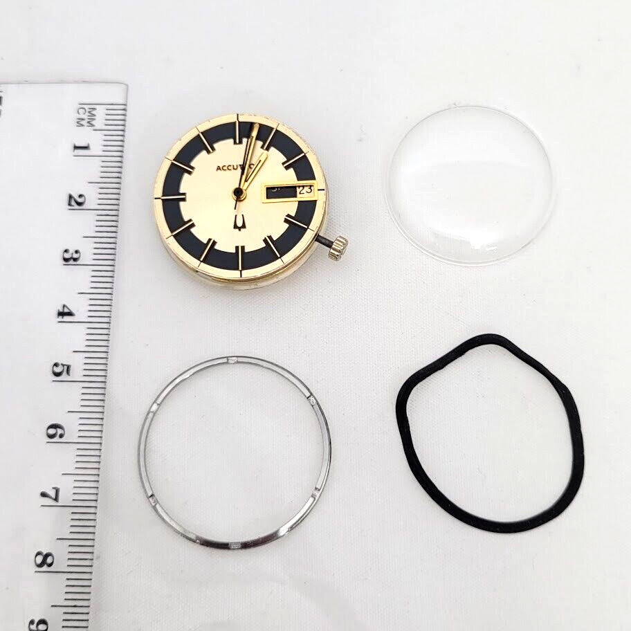 🔥🔥 BULOVA ACCUTRON – Movement + Dial + Crystal + Back Gasket & Retaining Ring!