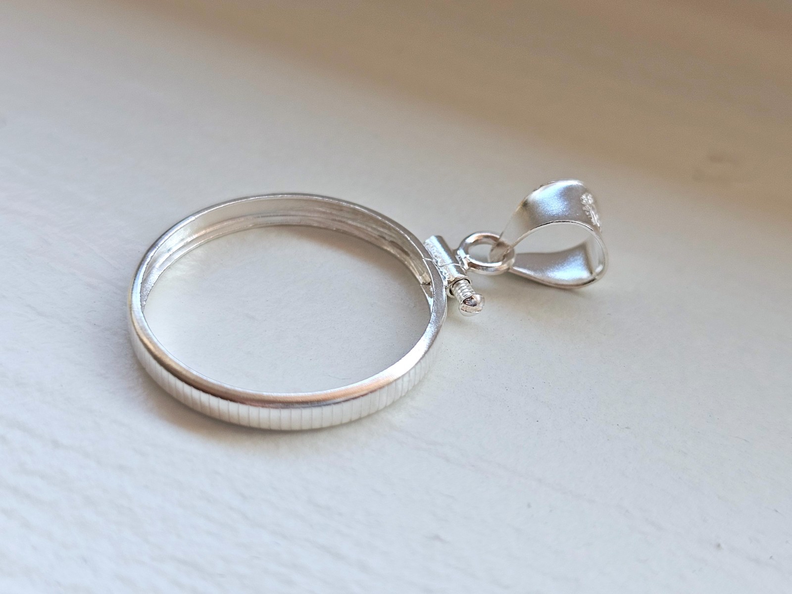 925 Sterling Silver Screw Top Simple Bezel for 21mm Nickel 5 Cent Coins