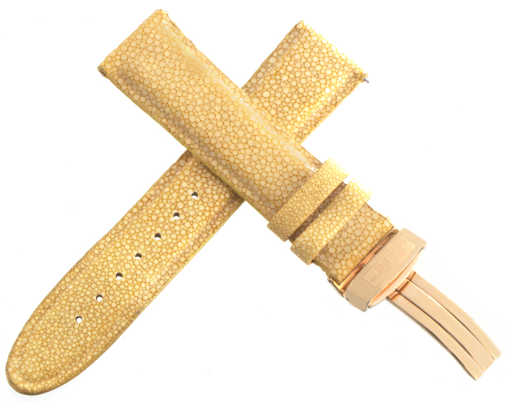 Genuine JoJo, JoJino Mens 22mm Beige Stingray Leather Watch Strap W/ Buckle