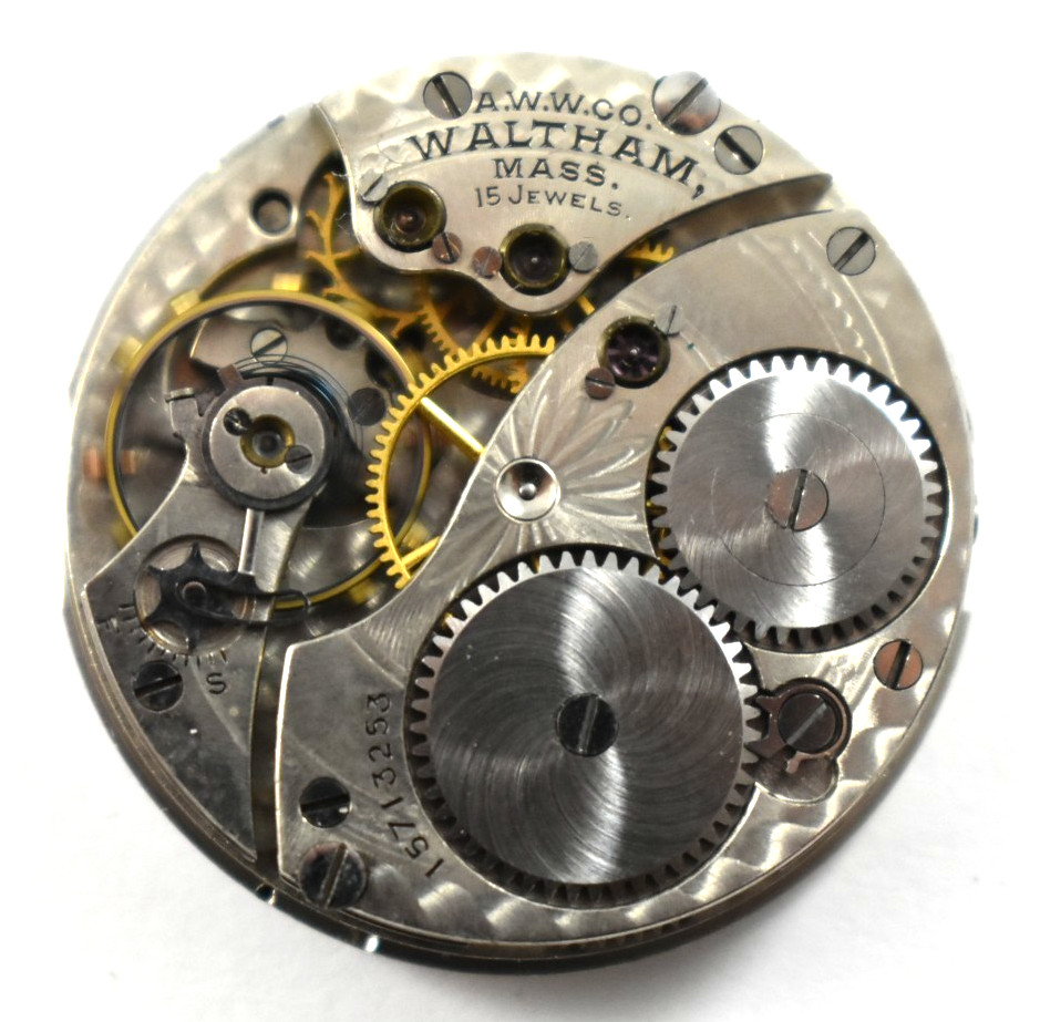 Vintage Waltham Grade 165 0s 15J Hunting Pocket Watch Movement lot.ec