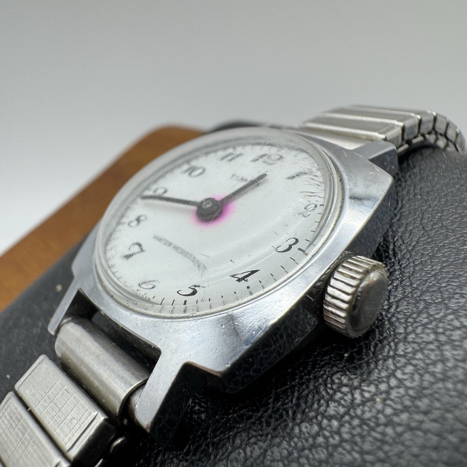Timex Watch Women Vintage Mechanical Silver St Steel Stretch Working