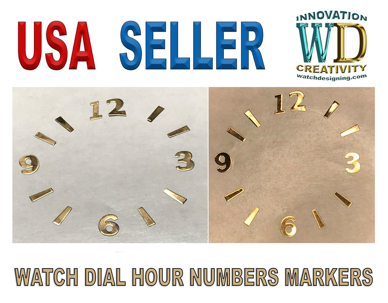 Watch Dial Hour Gold Markers metal Numbers Numerals 5mm TALL Small Parts fix