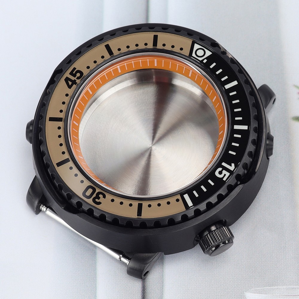 PVD Black Pilot Watch Case 43.3mm Sapphire Steel 10ATM For SII NH35 36 Movement