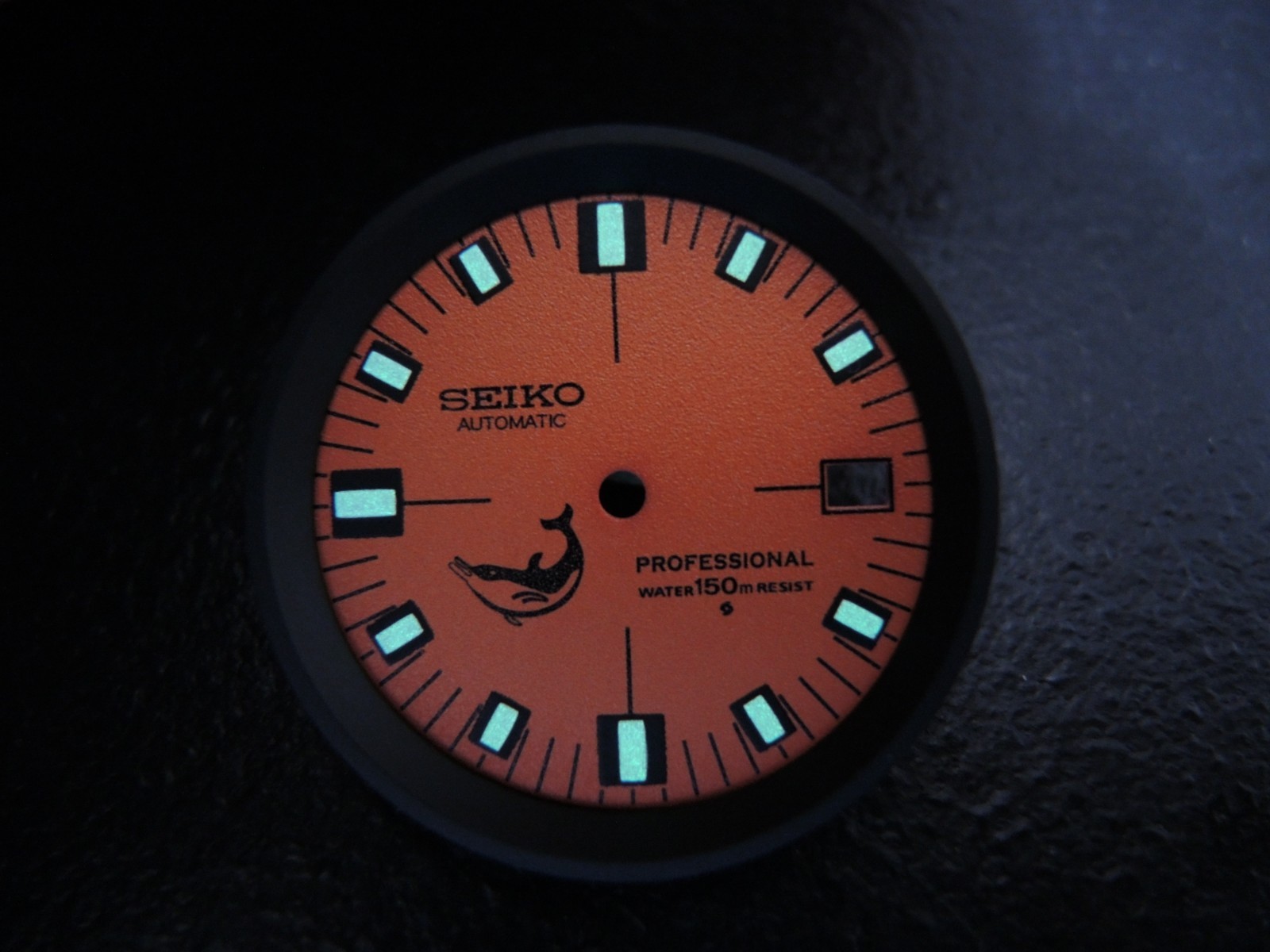 NEW ORANGE DOLPHIN DIAL W/ BLACK CHAPTER RING LARGE DIVERS 7002-7001/700J WATCH