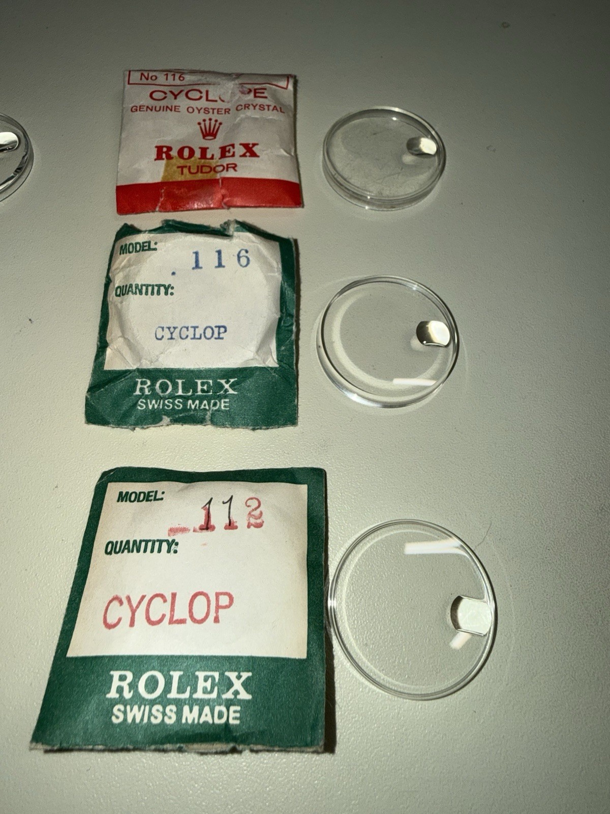 Rolex Crystals and Parts Lots for Watch Movement Repair