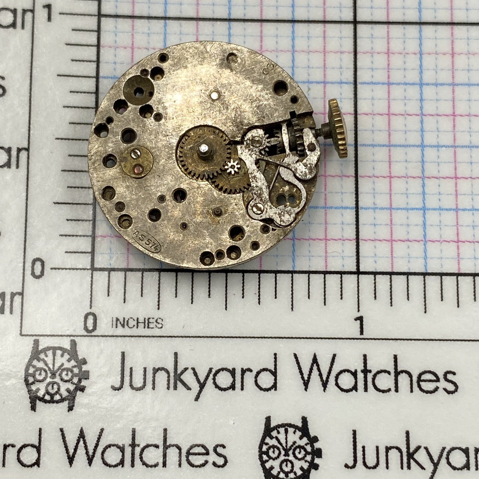 Vintage AS 574 Watch Movement Repairs Parts Watchmaker 15 Jewels Swiss