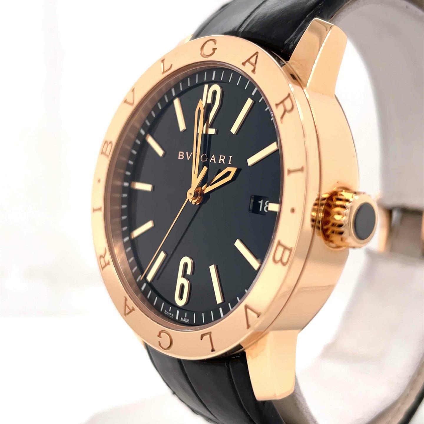 Bvlgari Bulgari Automatic 39mm 18k Rose Gold Black Dial Men’s Watch 102261