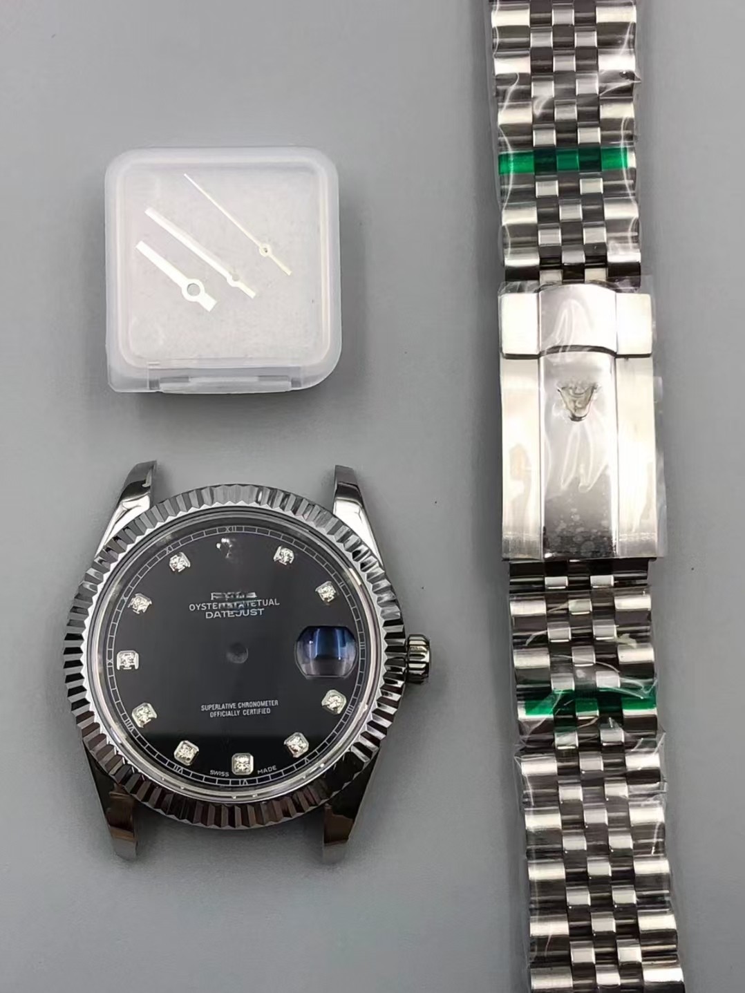 DIY Watch Part Kit for Datejust 2824 41mm Watch Case+Dial+Hands+Steel Strap