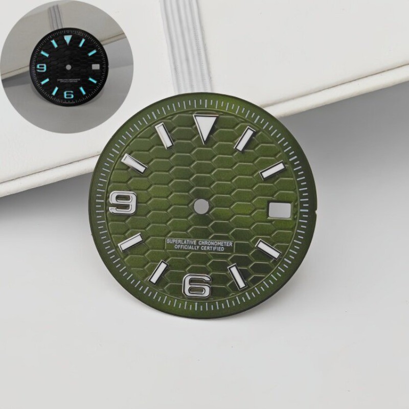 31mm/28.5mm NH35 Dial Black S-logo Blue Lume Dial for NH36 Movement Watch Parts