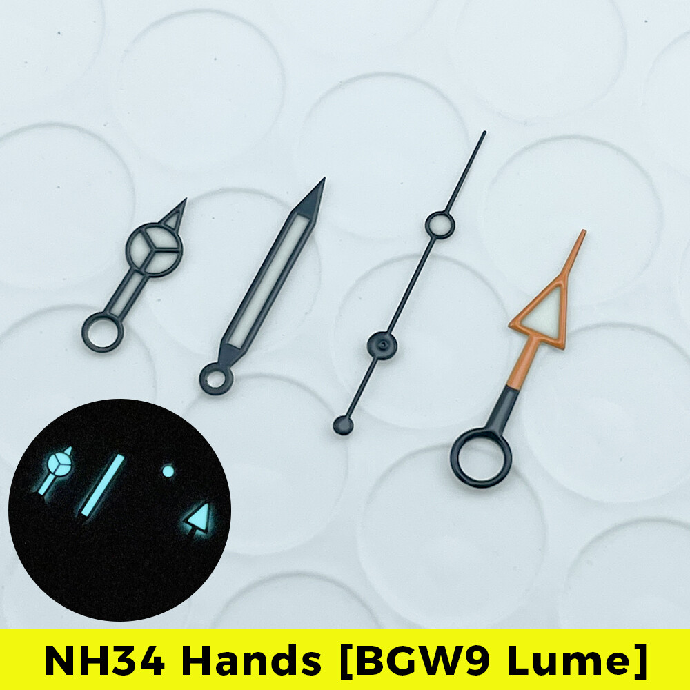 NH34A Watch Hands NH34 BGW9 Lume SKX SSK MOD 24 Hours Black Blue Benz GMT
