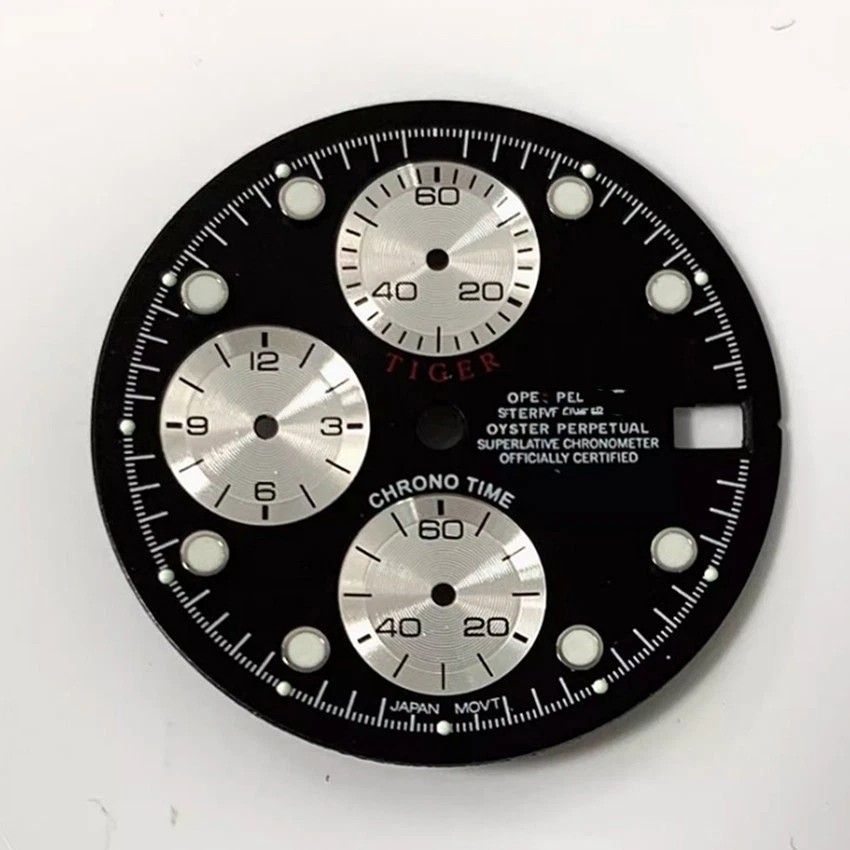29.8mm Multifunctional Watch Dial Six Hands Green Luminous For Vk63 Movement