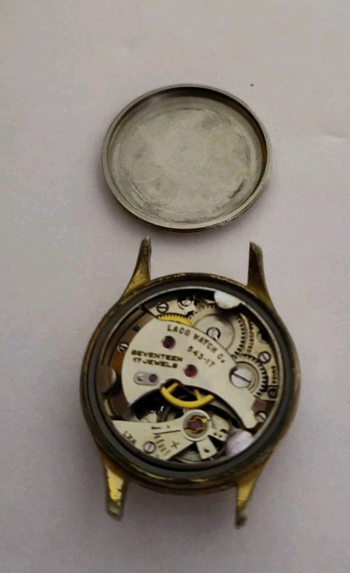 1940’s Laco AS 1240 Watch Movement Good Balance With Complete Case And Hands