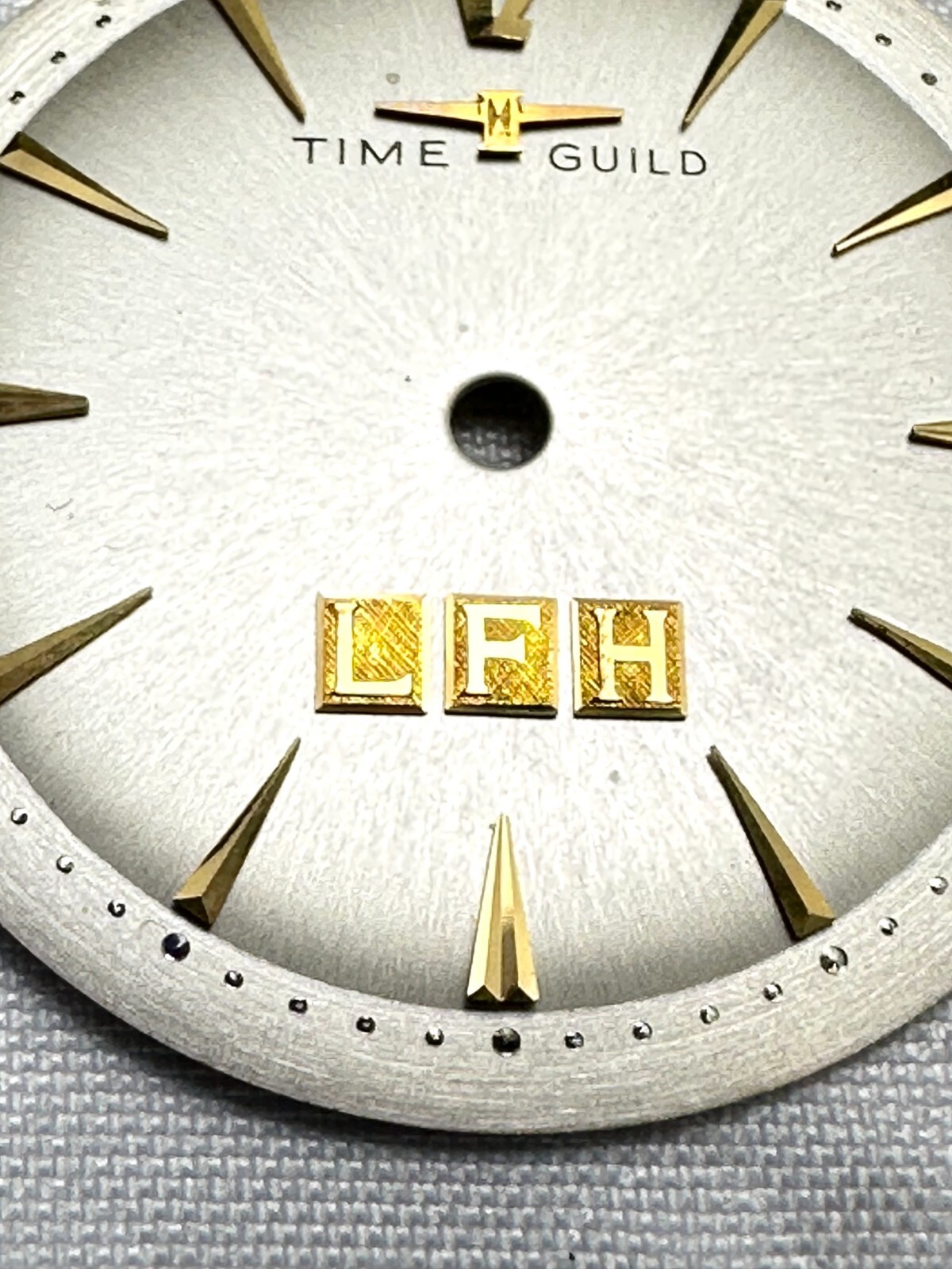 Vintage LFH Company Logo Watch Face NOS Time Guild 28mm Silver Tone Gold Tone