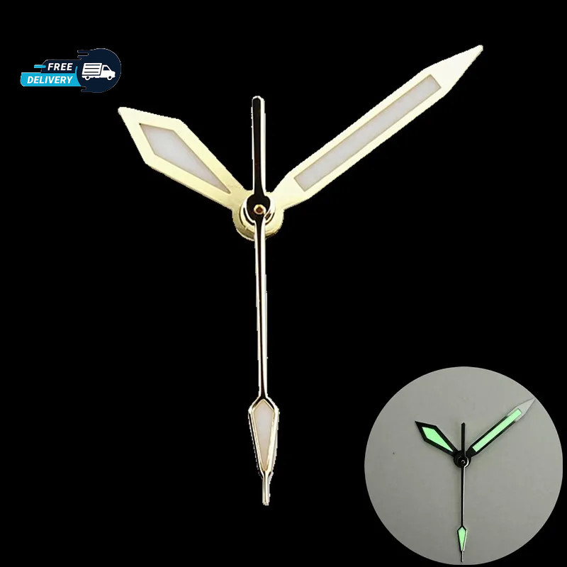 Polished Watch Hands C3 BGW9 Green Blue Lume For NH35 NH36 Movement Mod Parts