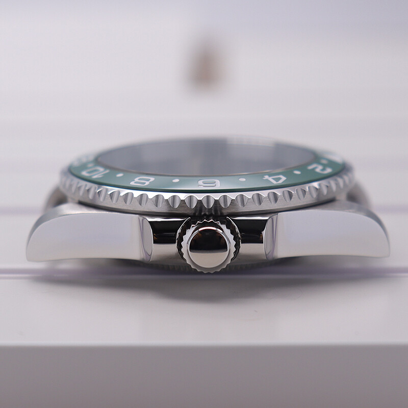 Luxury men 40mm GMT nh35 watch cases 2824 Cyclops Sapphire Glass Ceramic Bezel