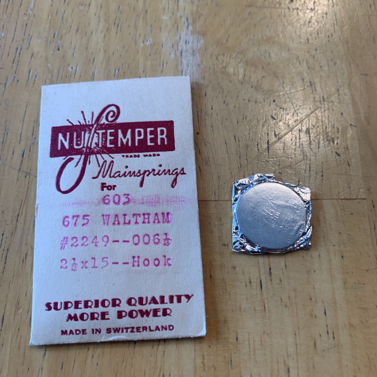 NuTemper Mainspring #603 For 675 Waltham #2249 006-1/2 / 2-1/2×15 Hook