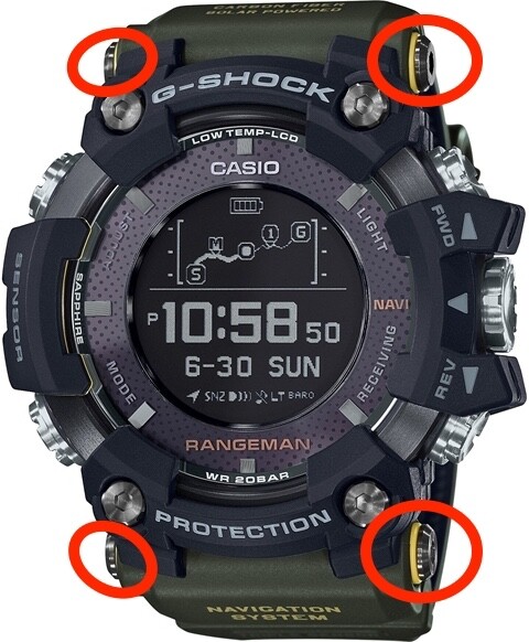 G-Shock Rangeman GPR-B1000 GPRB1000 watch band screw, gasket + yellow spacer X 1