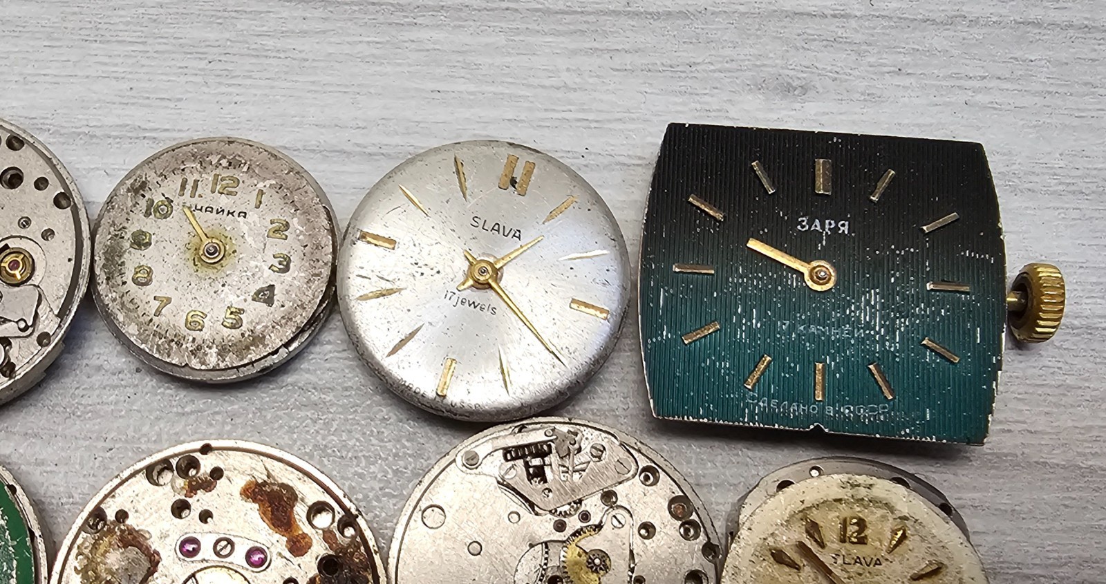 Vintage Soviet Watch Lot 10 USSR Slava Chaika Zarya Luch Parts Repair Steampank