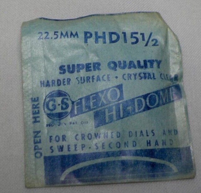 GS FLEXO HI DOME WATCH CRYSTAL REPLACEMENT PART 22.5 MM WATCHMAKER PHD15 1/2 #93