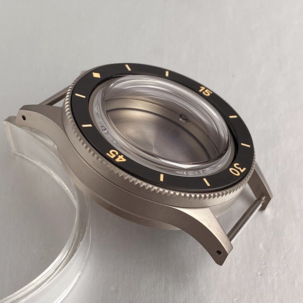 Solid Titanium 200M Dive Watch Case for 50 FATHOMS NH35 PT5000 AR Domed Sapphire