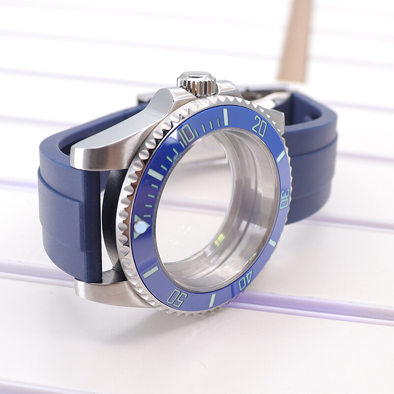 Diver 40mm Watch Case Rubber Strap C3 Luminous Bezel For Seiko Nh35 NH34 ETA2824