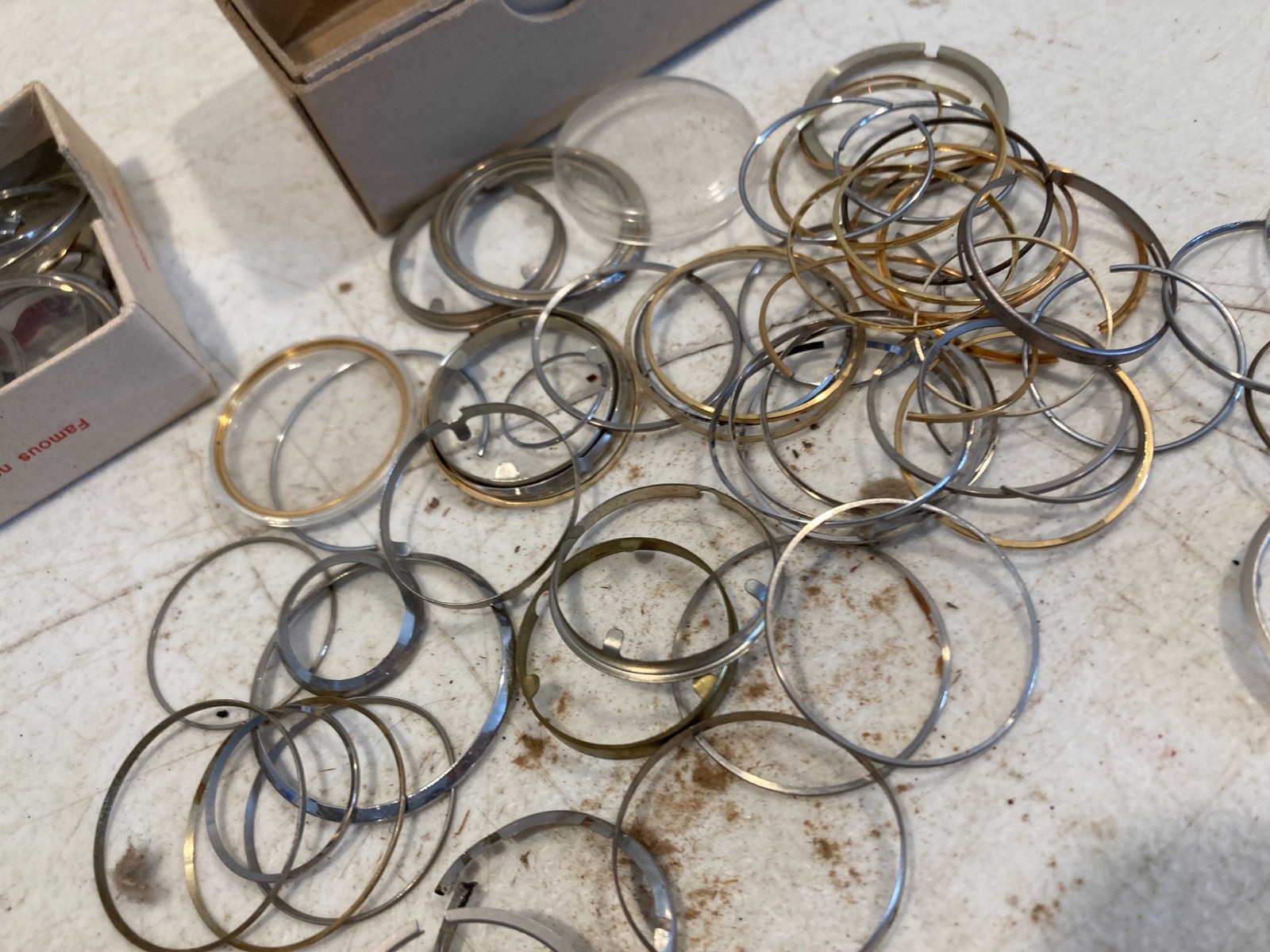 Large Vintage Watch Crystal Bezel & Retaining Ring Parts Lot Glass Acrylic