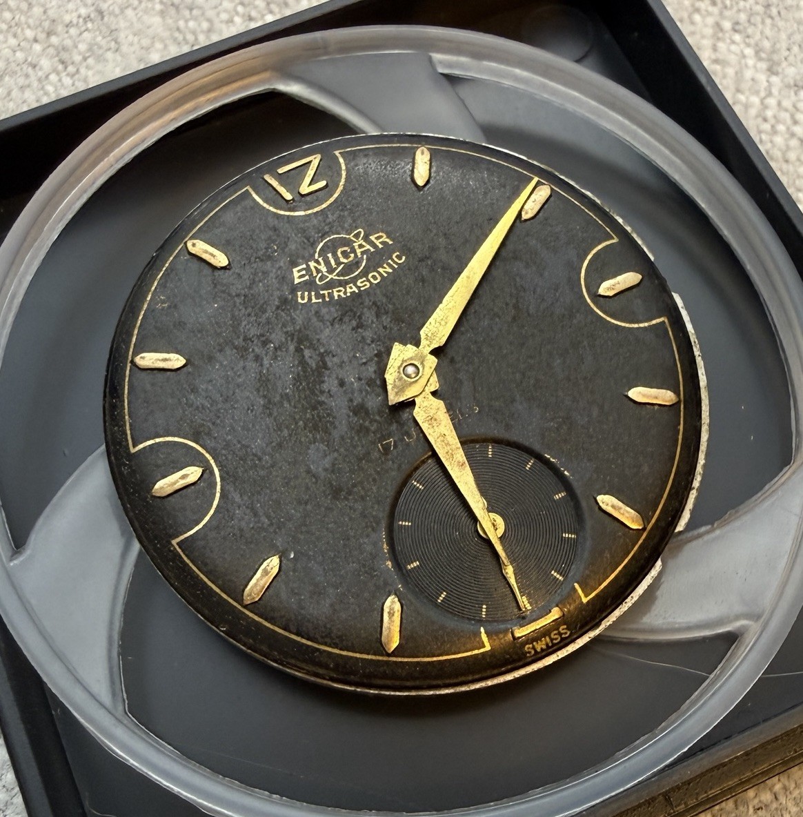 Enicar Ultrasonic 17 Jewels Manual Movement Dial Hands Parts Repair Swiss