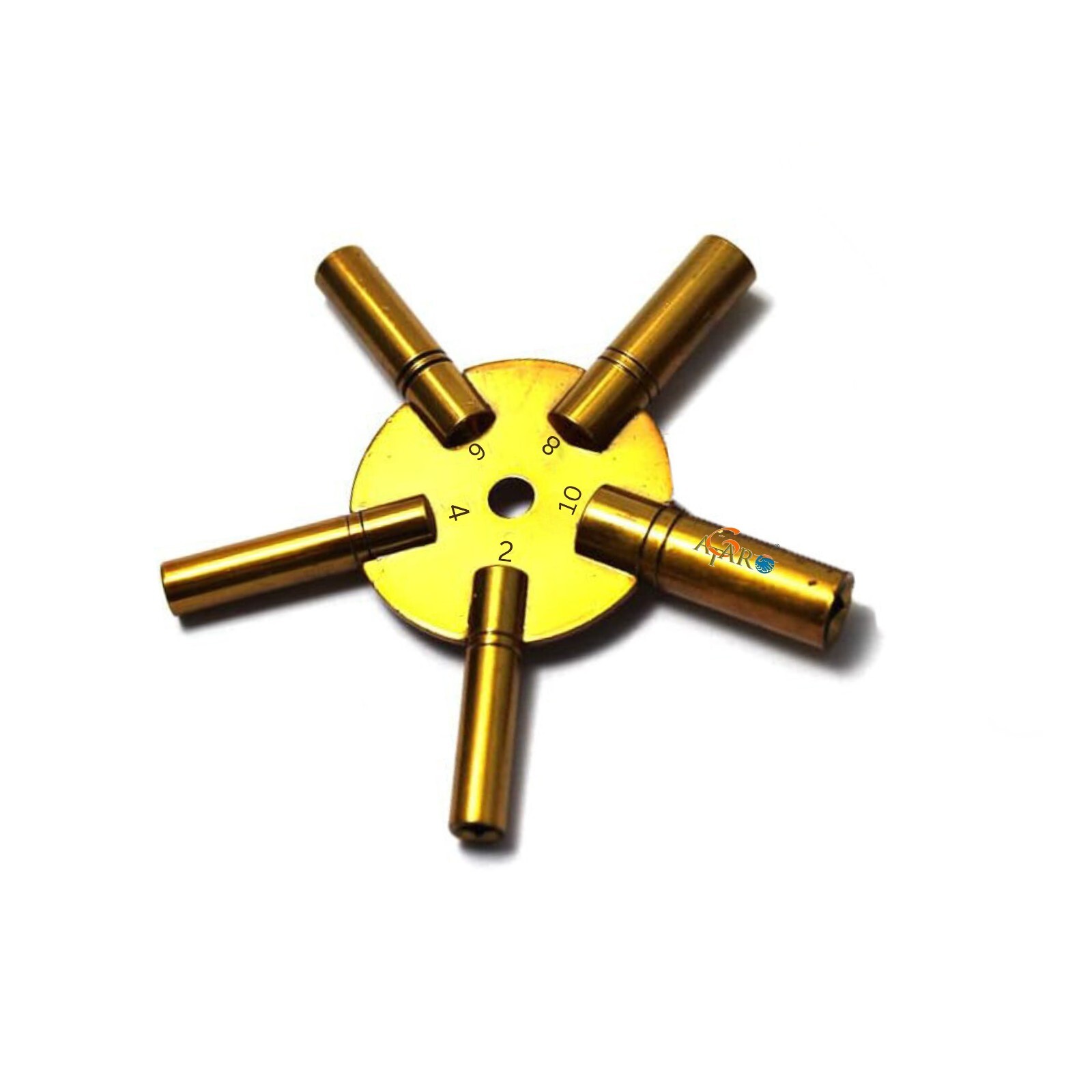 Universal Brass Wall Clock Key 5 Prong Even Number Master Clock Winding Key