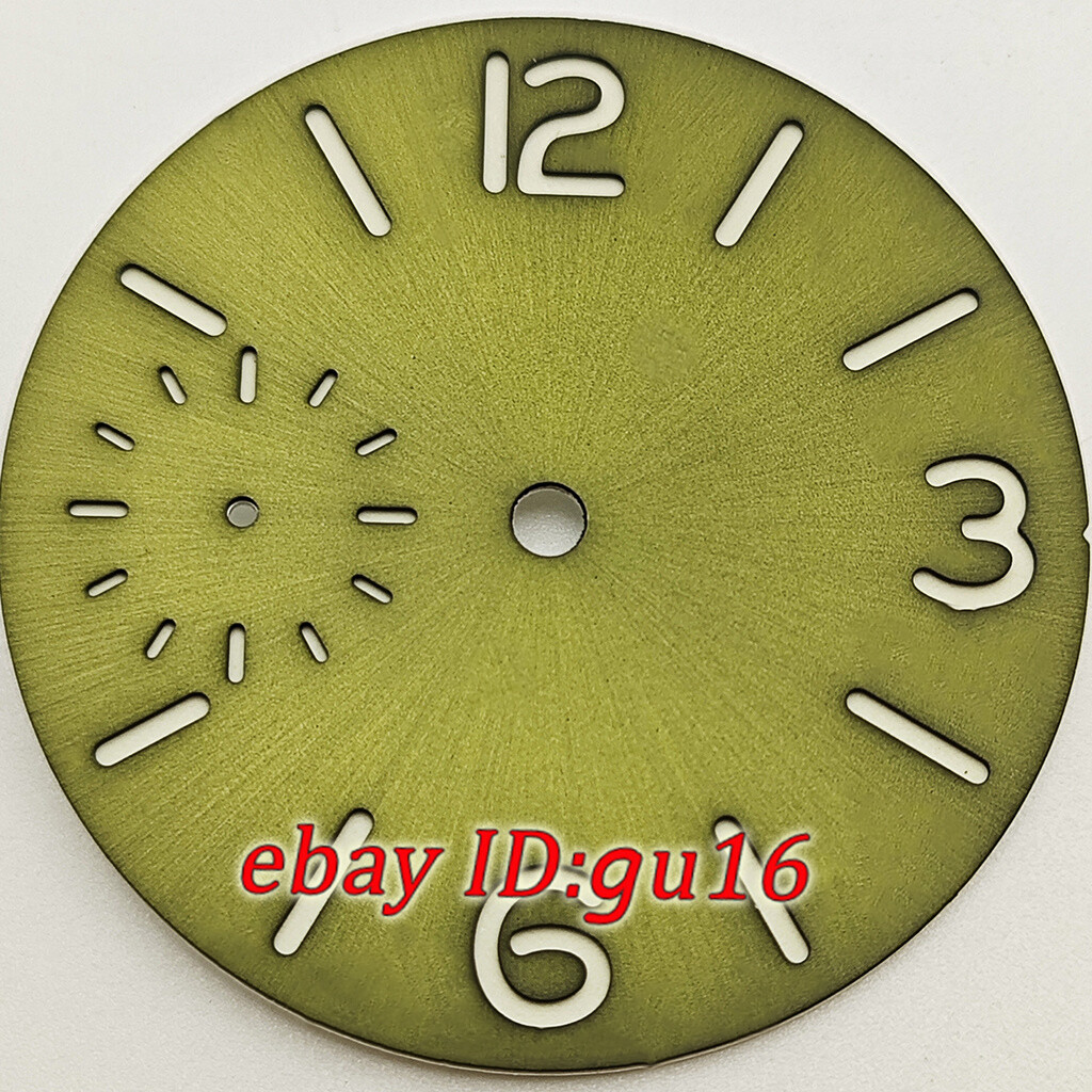 37mm black/green/black watch dial with green luminous fit ETA 6497 seagull st36