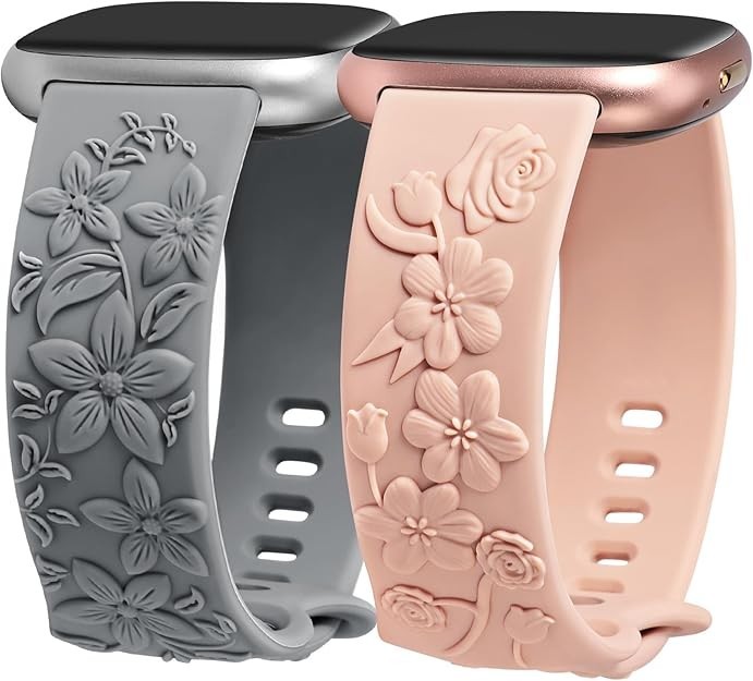 Minyee 2 Pack Floral Engraved Band Compatible with Fitbit Versa 4/V… Fast Ship