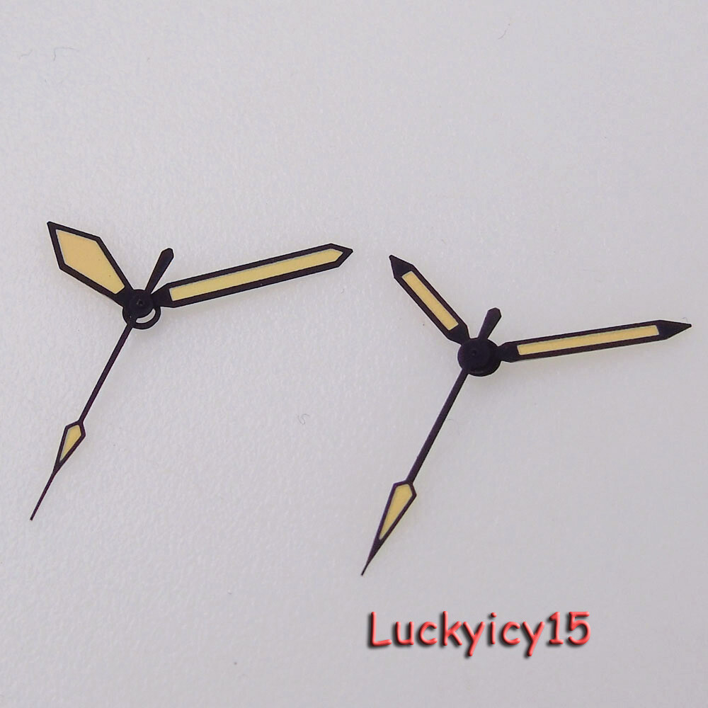 Watches Parts Black Edge Yellow Watch Hands Green Luminous fit NH35 NH36 2824