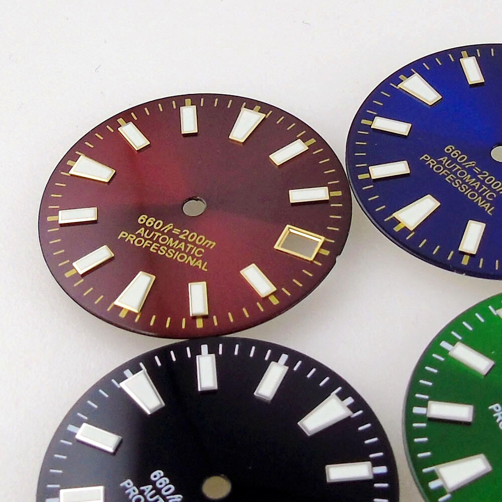 29mm Black Green Red Dial Fit For Date Just style Japan NH35 NH36 movement