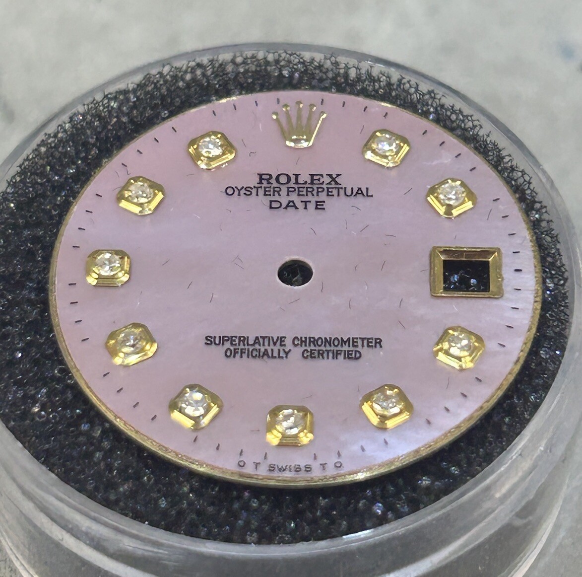 Rolex Date 34mm Watch Custom Pink MOP Diamond Dial For Models 15233 15203 15238