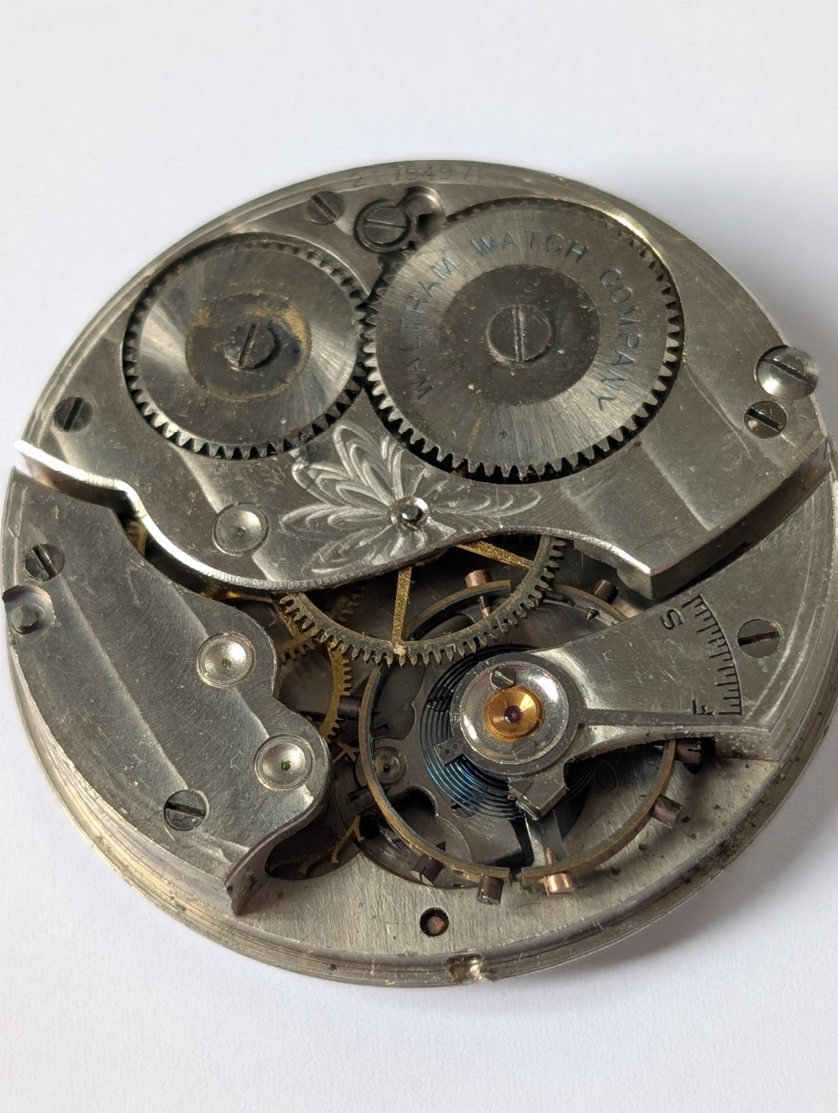 Vintage Waltham Equity 16s 7J Pocket Watch Movement (Spares/Repairs/Good Bal.)