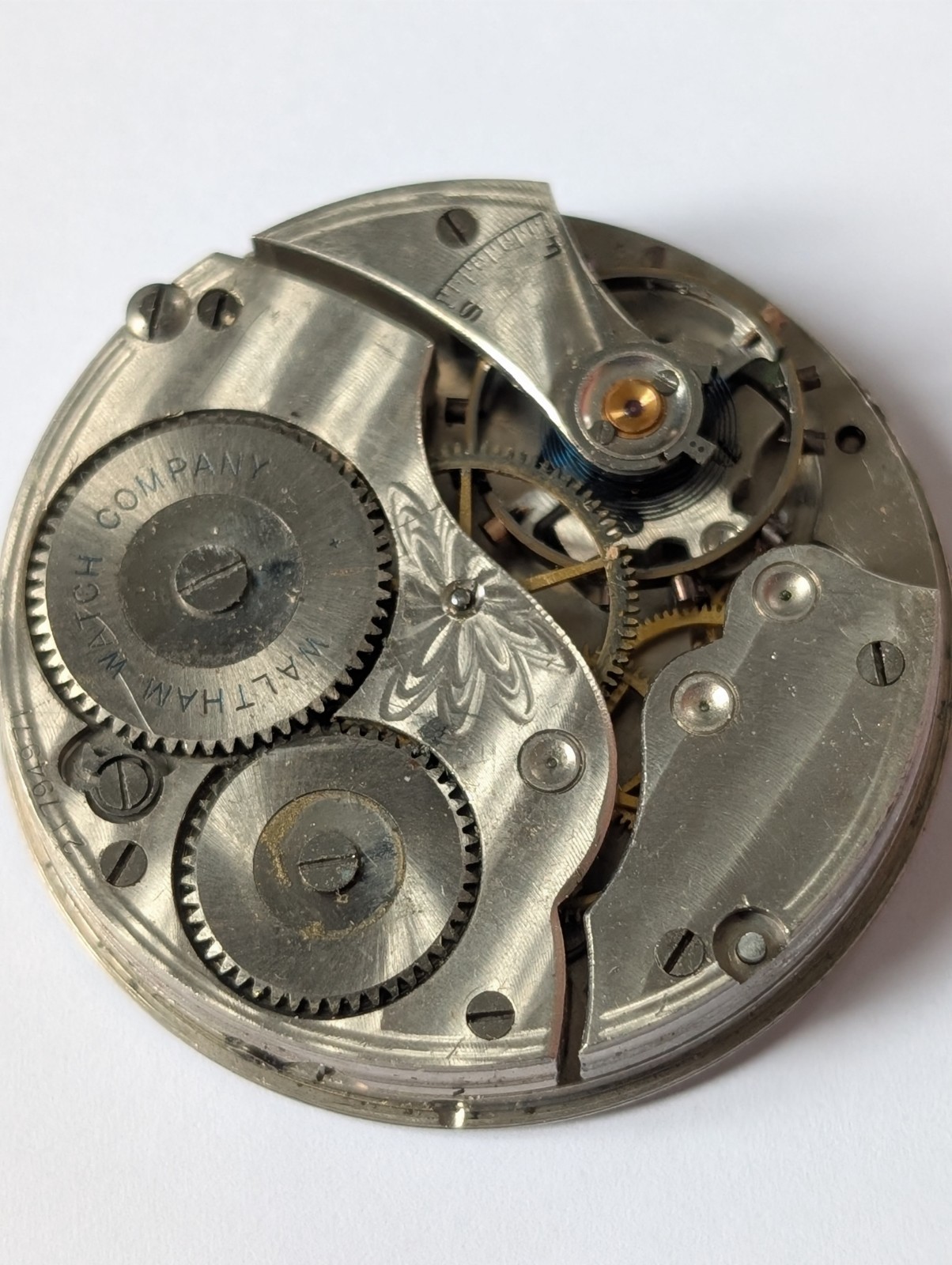 Vintage Waltham Equity 16s 7J Pocket Watch Movement (Spares/Repairs/Good Bal.)